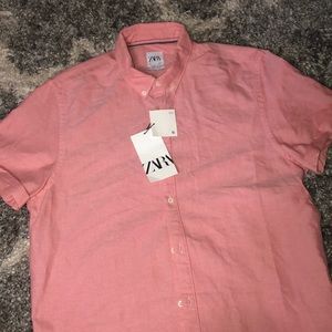 BABY PINK ZARA BUTTON DOWN SHIRT